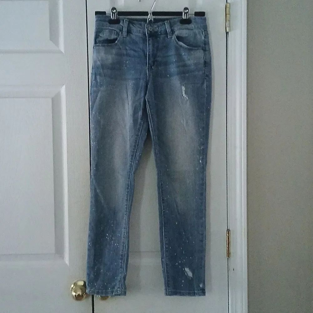 Laurie  Felt Classic Boyfriend distressed paint splotch jeans  Sz 2  EUC